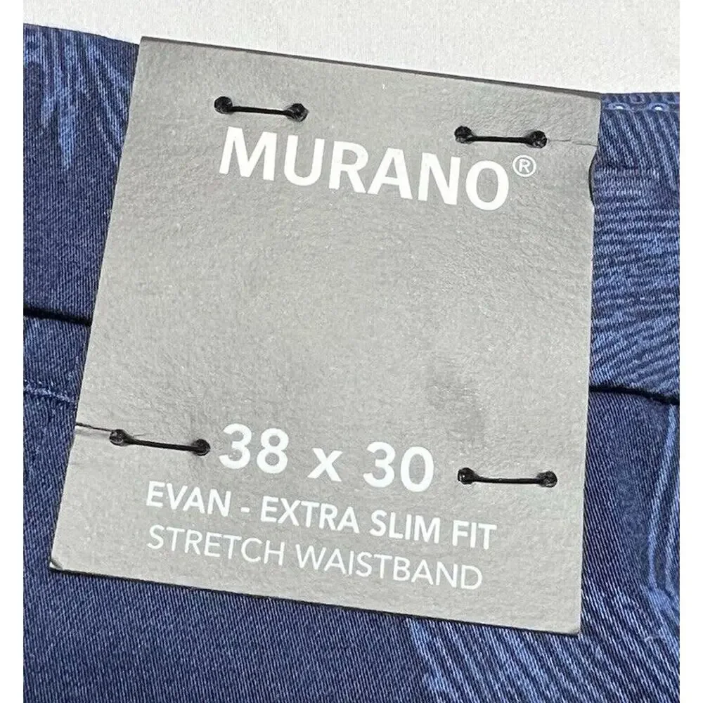 NWT Murano Men's Evan Extra Slim Fit Navy Blue Leaf Print Pants - Size 38x28.5* - Picture 6 of 8